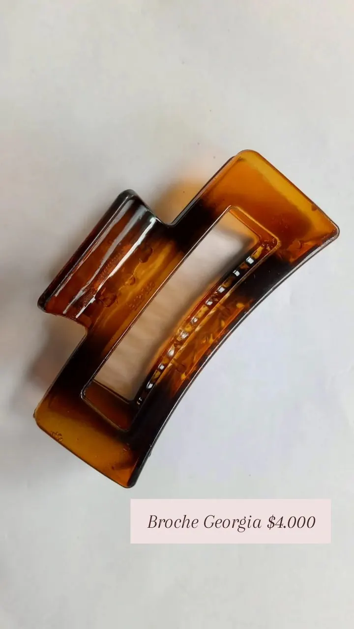 Broche Georgia: pinza para el pelo rectangular en acetato color carey.